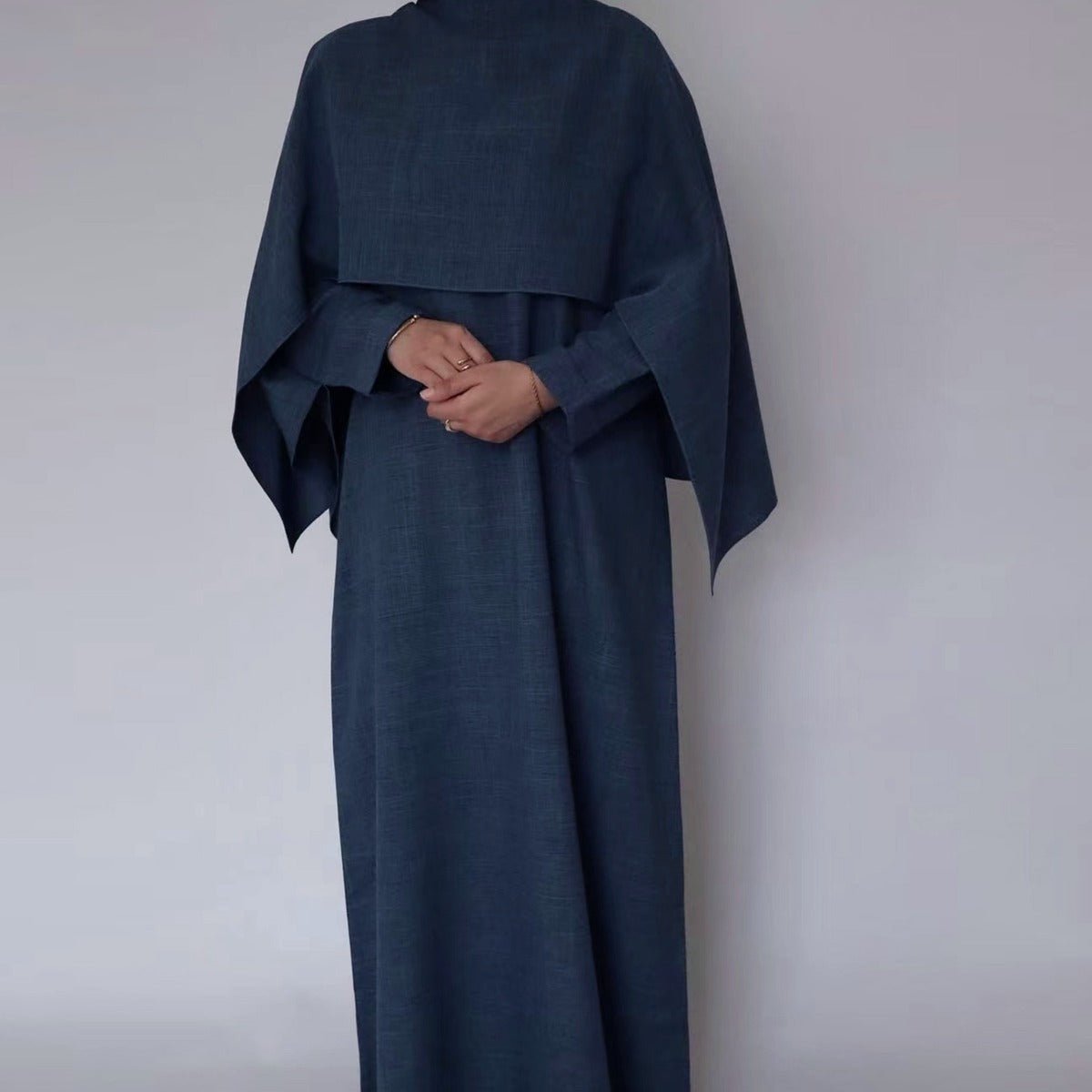 Modest Luxury Robe Dress Set | Premium Muslim Solid Color Two-Piece Abaya (MA249)