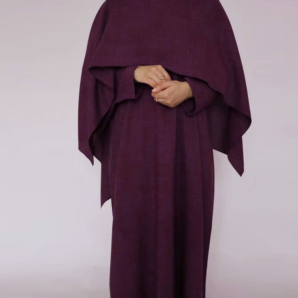 Modest Luxury Robe Dress Set | Premium Muslim Solid Color Two-Piece Abaya (MA249)