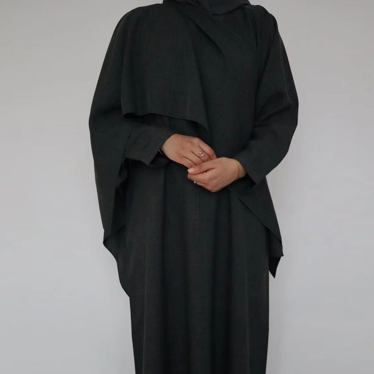 Modest Luxury Robe Dress Set | Premium Muslim Solid Color Two-Piece Abaya (MA249)