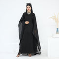 Modest Luxury Solid Color Robe Dress Set | Elegant Bell Sleeve Abaya (MA246)