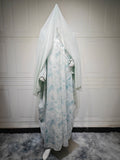 Modest Luxury Spring/Summer Ocean Breeze Abaya Set | Water Ripple Print Chiffon Cardigan with Matching Hijab (MOA176)