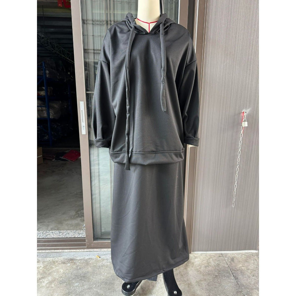 Modest Muslim Casual Wear Hooded Set | Long Sleeve Jacket & Maxi Skirt (MS095)