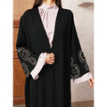 Modest Muslim Luxury Batwing Abaya Set | Black Embroidered Cardigan & Lavender Dress (MOA181)