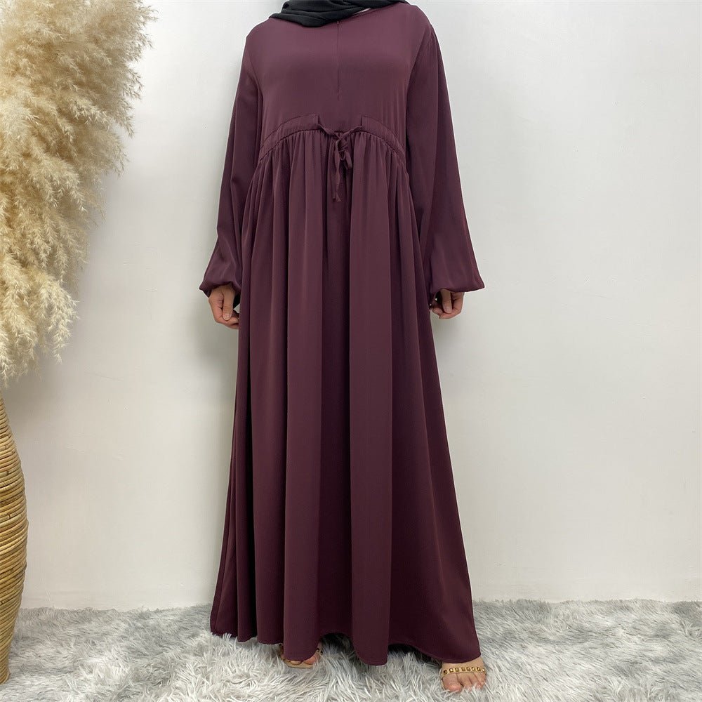Modest Muslim Stretch Sleeve Front Zipper A-shaped Swing Pendulum Abaya (MA175)