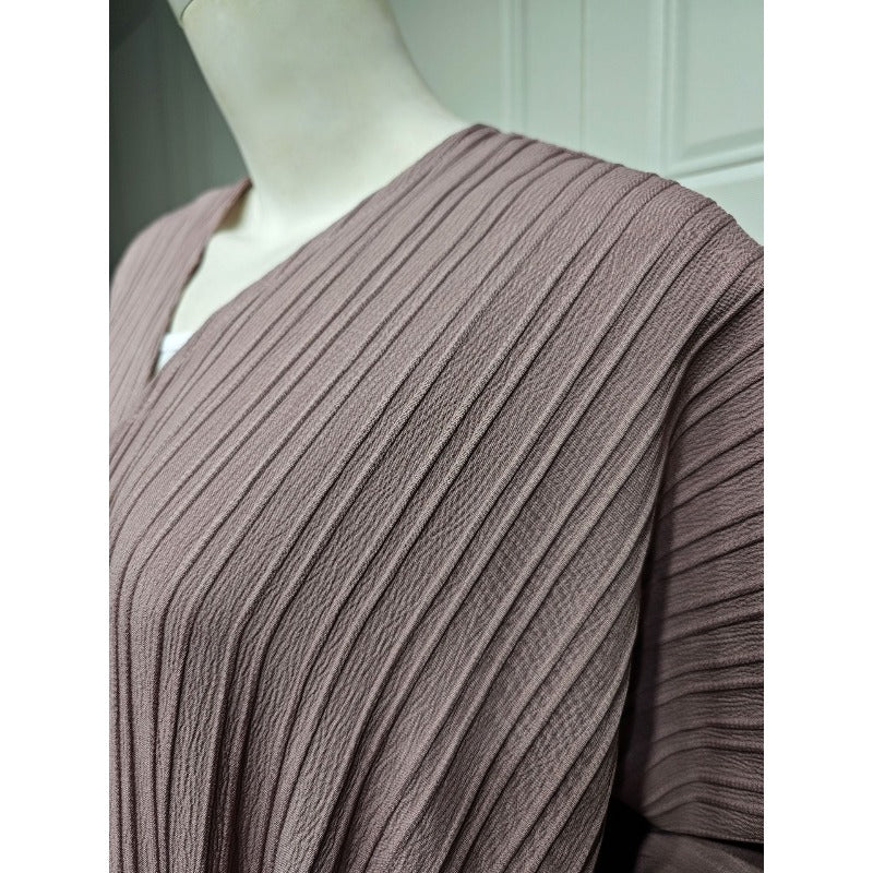 V-Neck Abaya Cardigan Robe | Bat Sleeve Kimono Cover-Up With Pearl Buttons (MOA226)
