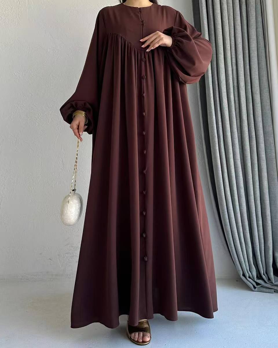 Modest Swinging sleeve Button-down Muslim Abaya (MA174)