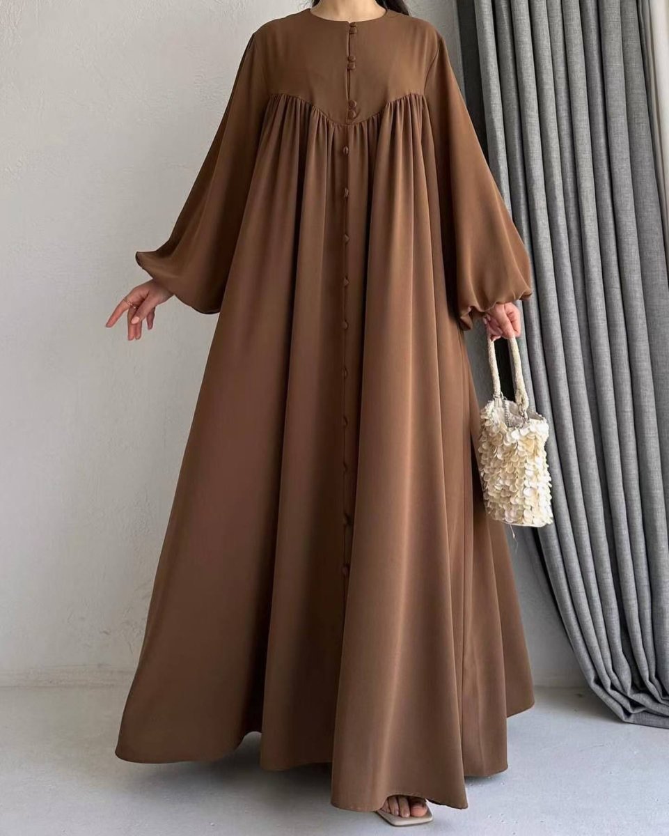 Modest Swinging sleeve Button-down Muslim Abaya (MA174)