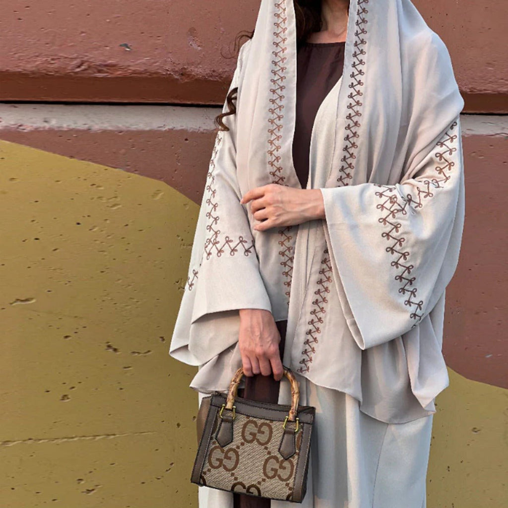 Moonlight Embroidered Abaya Set | Batwing Sleeve Robe with Matching Hijab (MOA183)