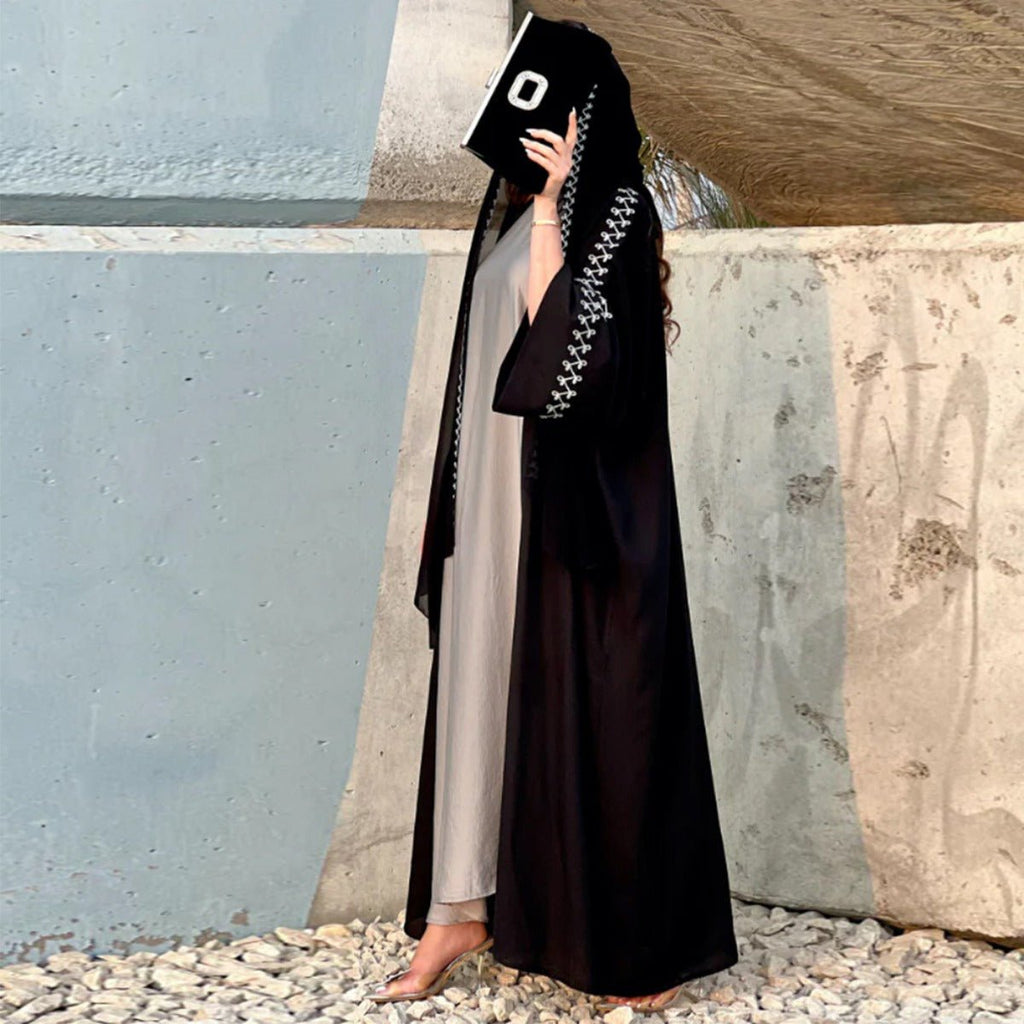 Moonlight Embroidered Abaya Set | Batwing Sleeve Robe with Matching Hijab (MOA183)