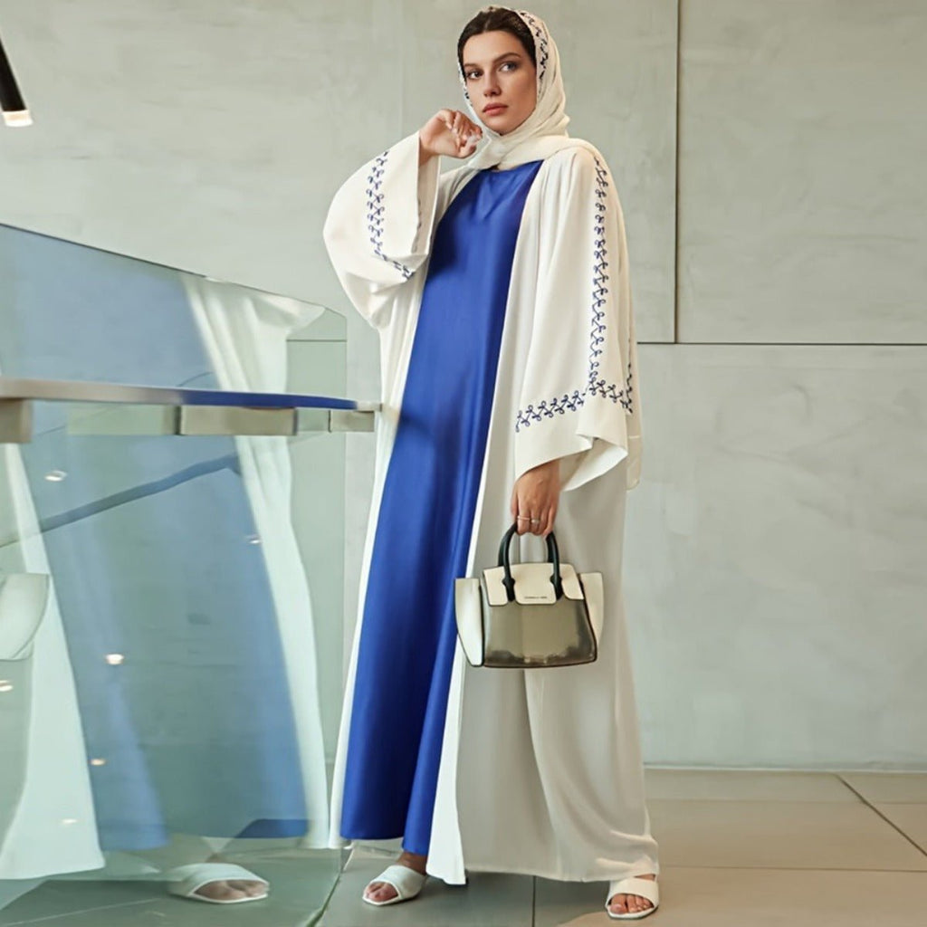 Moonlight Embroidered Abaya Set | Batwing Sleeve Robe with Matching Hijab (MOA183)