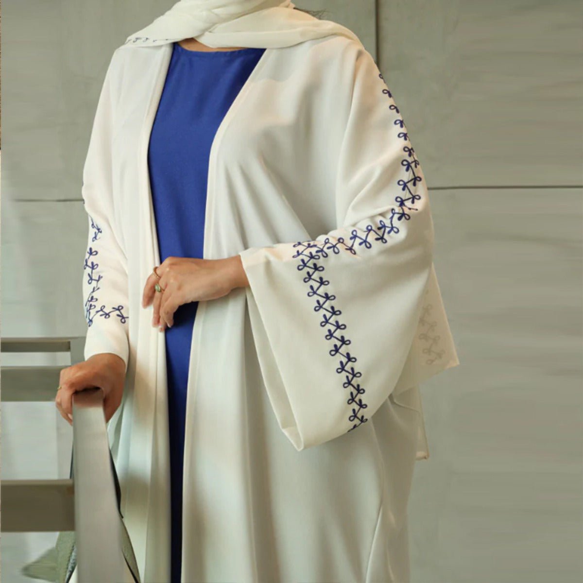Moonlight Embroidered Abaya Set | Batwing Sleeve Robe with Matching Hijab (MOA183)