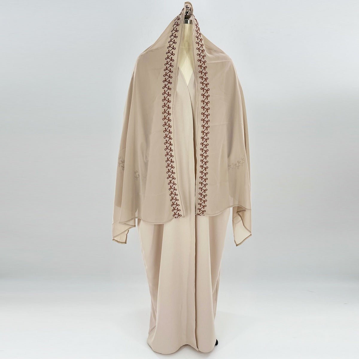Moonlight Embroidered Abaya Set | Batwing Sleeve Robe with Matching Hijab (MOA183)