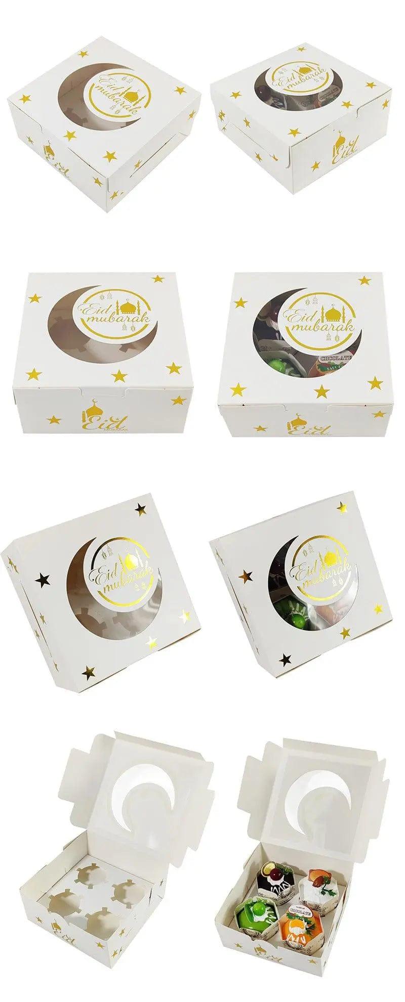 MR016 Ramadan Cupcake Packing Box,Muffin Box 4 holes