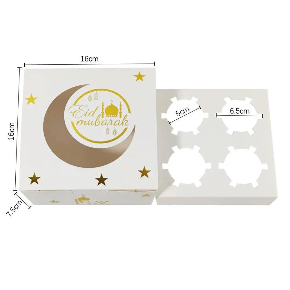 MR016 Ramadan Cupcake Packing Box,Muffin Box 4 holes
