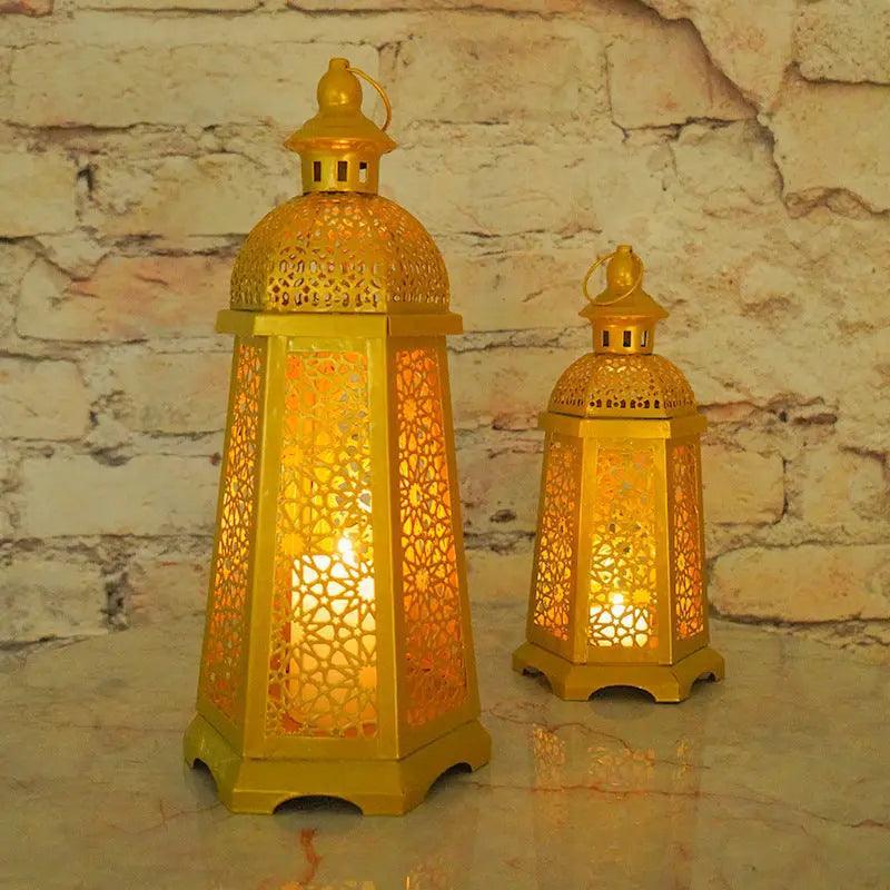 MR025 Gold Candle Holders Candlestick Home Decoration, Moroccan candle holder retro