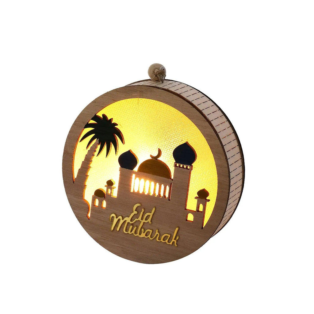 MR036 Eid Mubarak Wooden LED Luminous Pendant