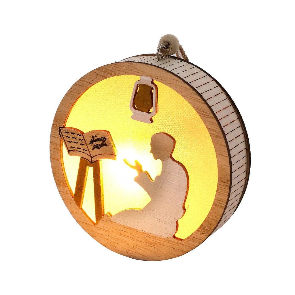 MR036 Eid Mubarak Wooden LED Luminous Pendant