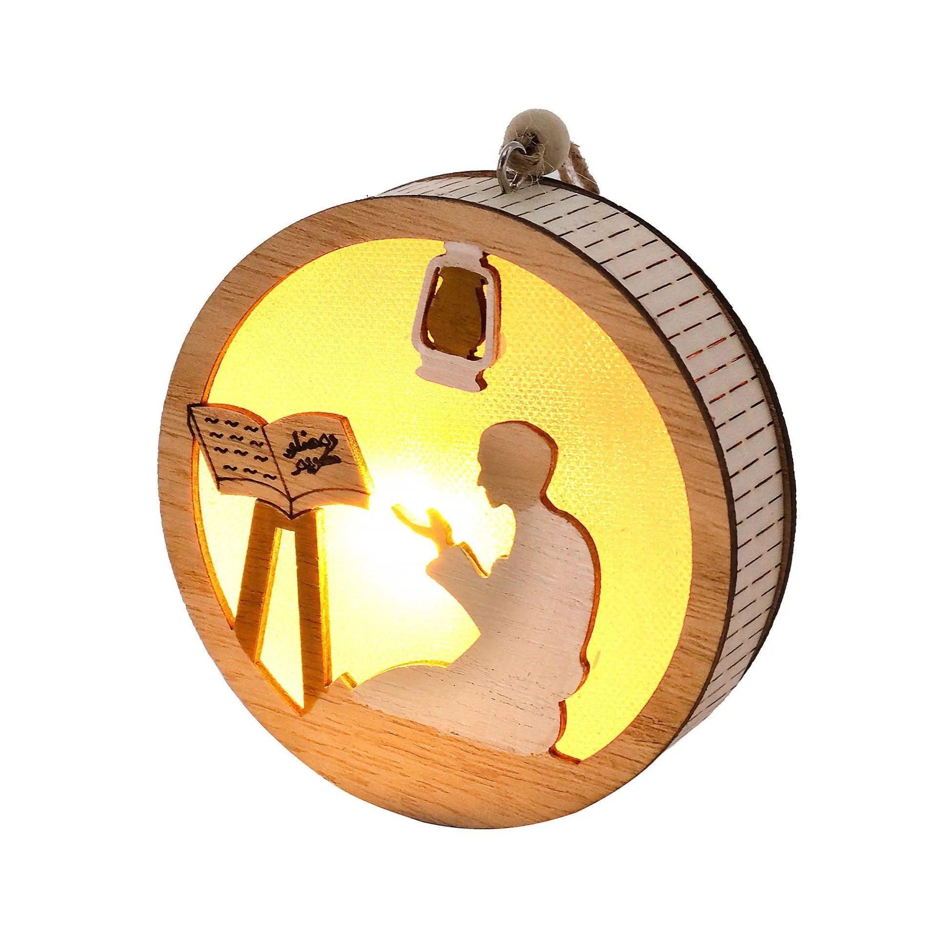 MR036 Eid Mubarak Wooden LED Luminous Pendant