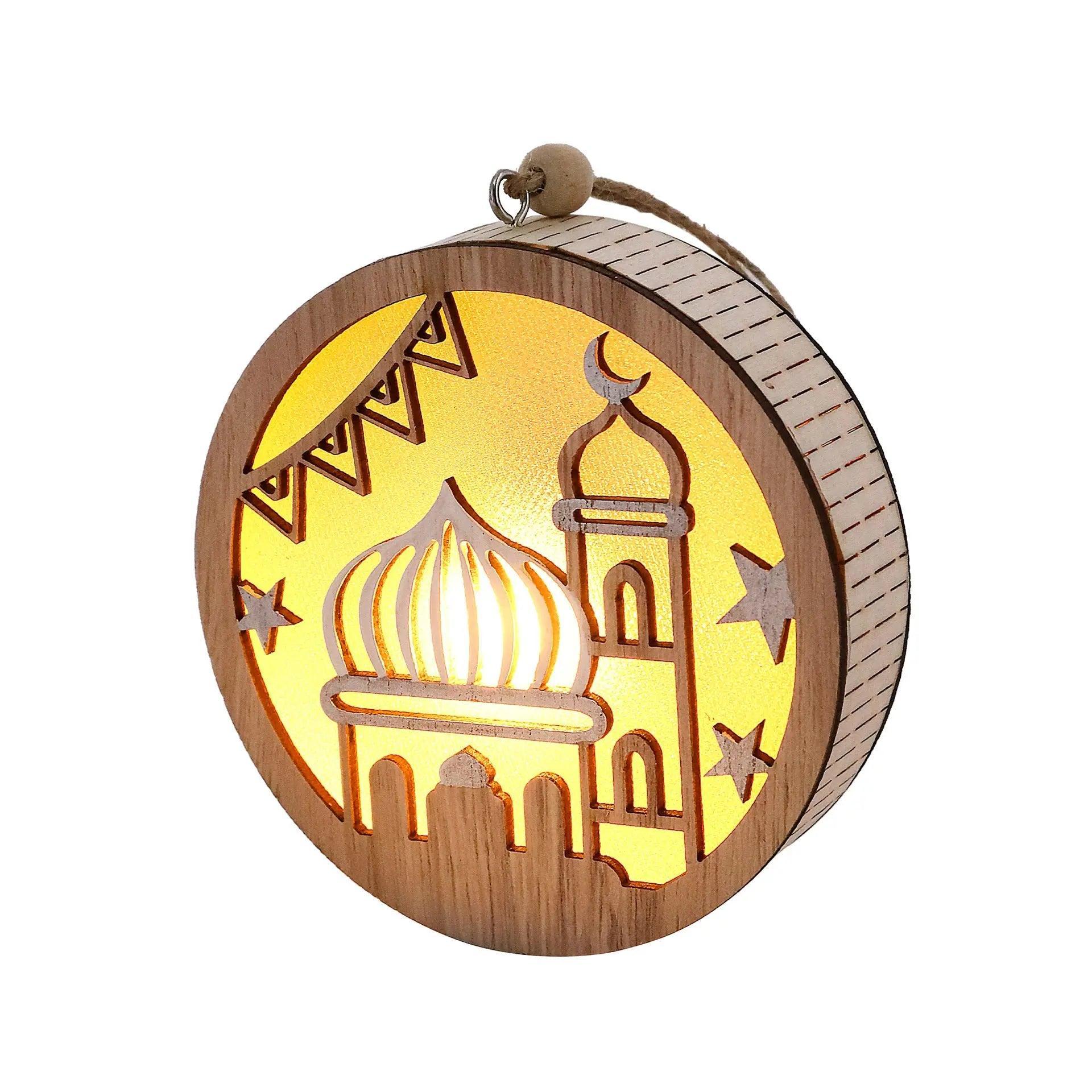 MR036 Eid Mubarak Wooden LED Luminous Pendant