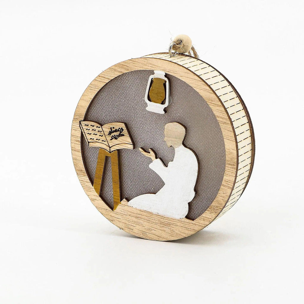 MR036 Eid Mubarak Wooden LED Luminous Pendant