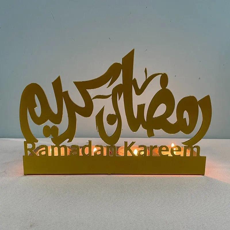 MR042 EID MUBARAK Castle Iron Candlestick Moon Star Light