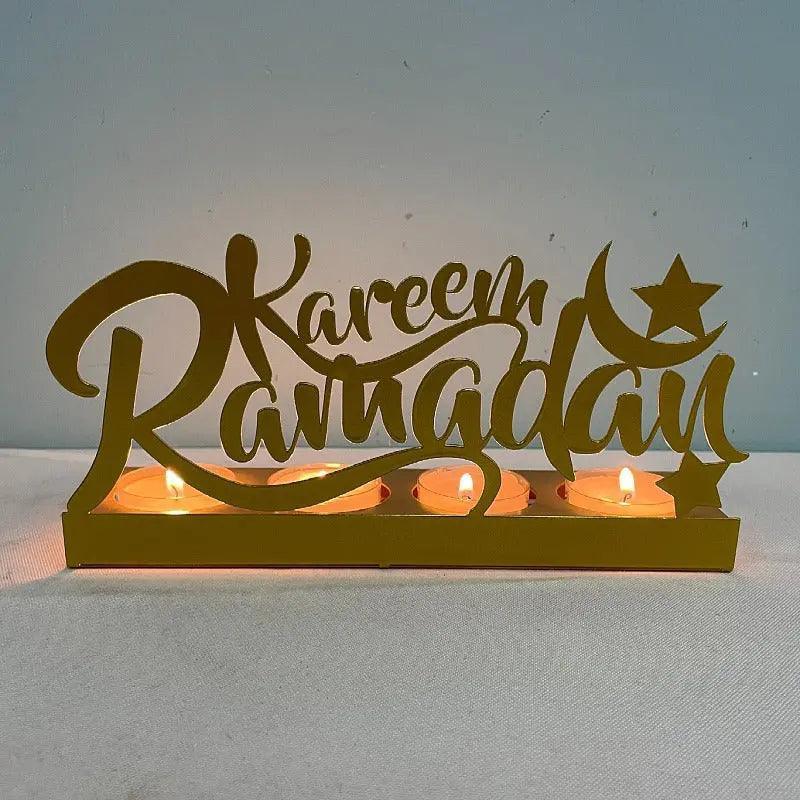 MR042 EID MUBARAK Castle Iron Candlestick Moon Star Light