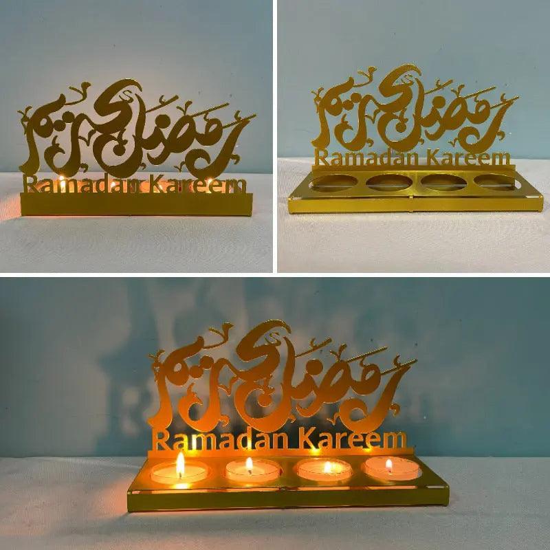 MR042 EID MUBARAK Castle Iron Candlestick Moon Star Light