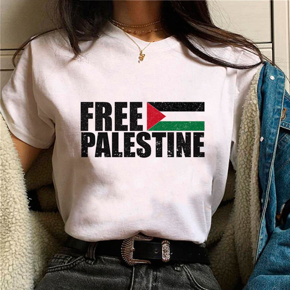 MS034 Free Palestine Printed Casual T-shirt
