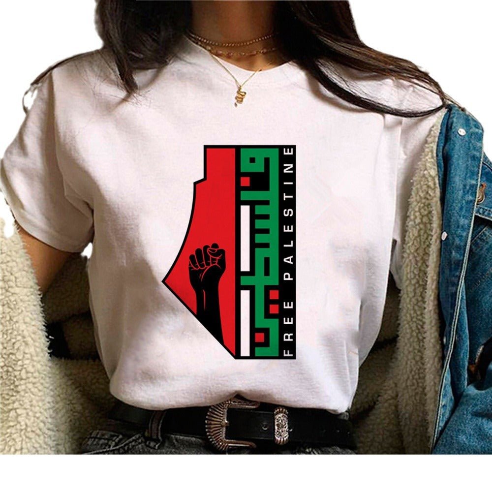 MS034 Free Palestine Printed Casual T-shirt