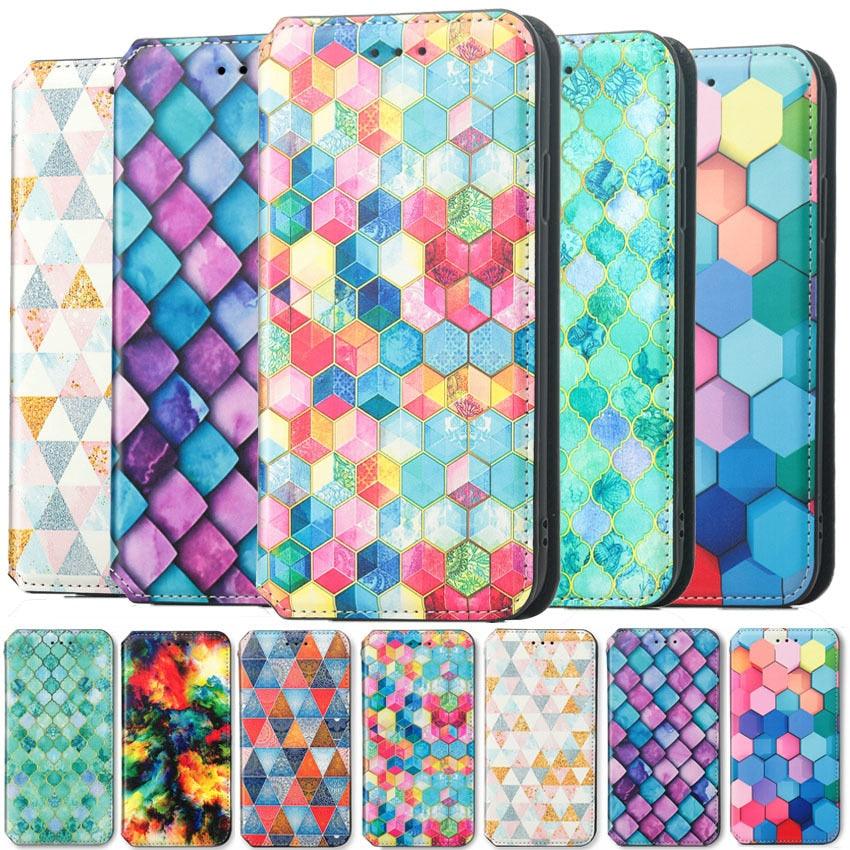 Multicolored Phone Case For iPhone 13 12 11 Pro Mini Cover Wallet Card Slot Flip Magnetic Leather PU Leather Flip Wallet Cover with Card Slots Case Cover