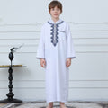Muslim Boys Embroidered Hooded Thobe with Pockets (MKB014)