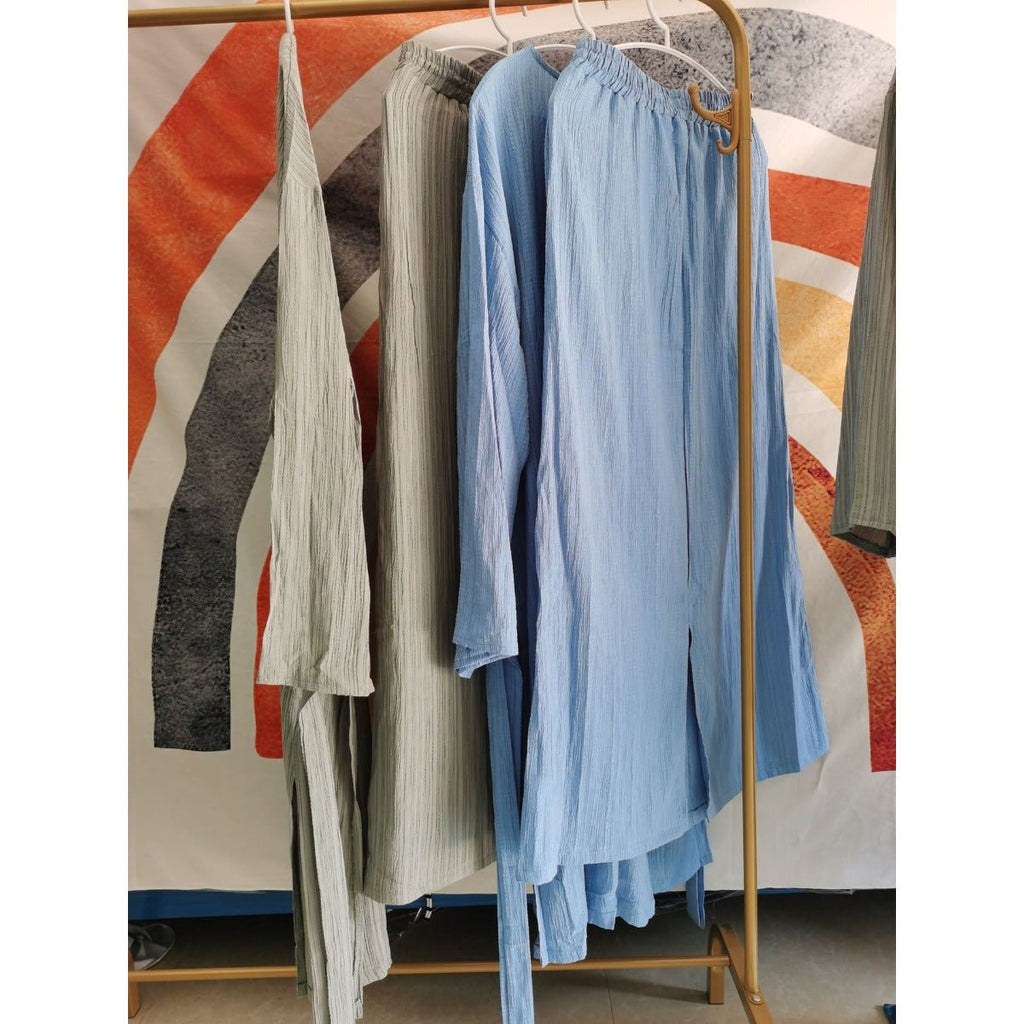 Muslim Modest Fashion Wrinkle-Texture Robe Skirt Set(MS103)