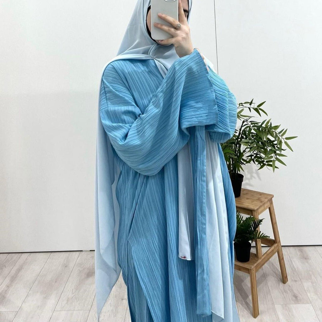 Muslim Modest Fashion Wrinkle-Texture Robe Skirt Set(MS103)