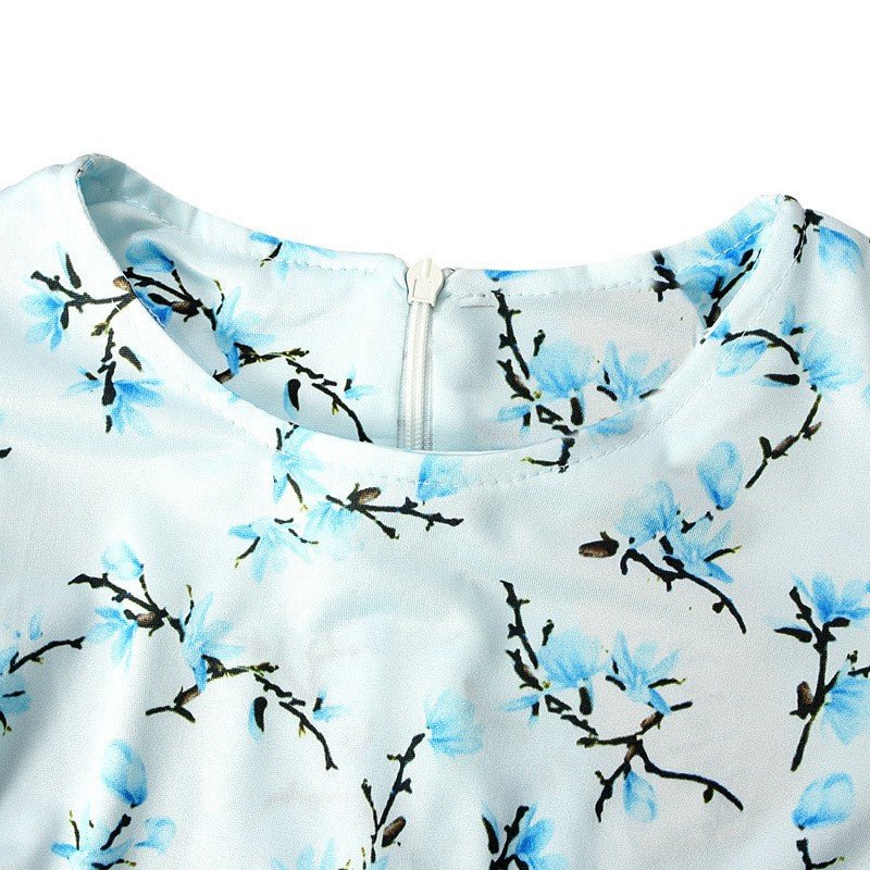 Muslimah Girls Blue Floral Dress & Khimar Set (MKG027)