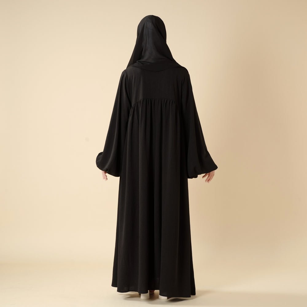 Relaxed Fit Lantern Sleeves Crepe Abaya (MA190)
