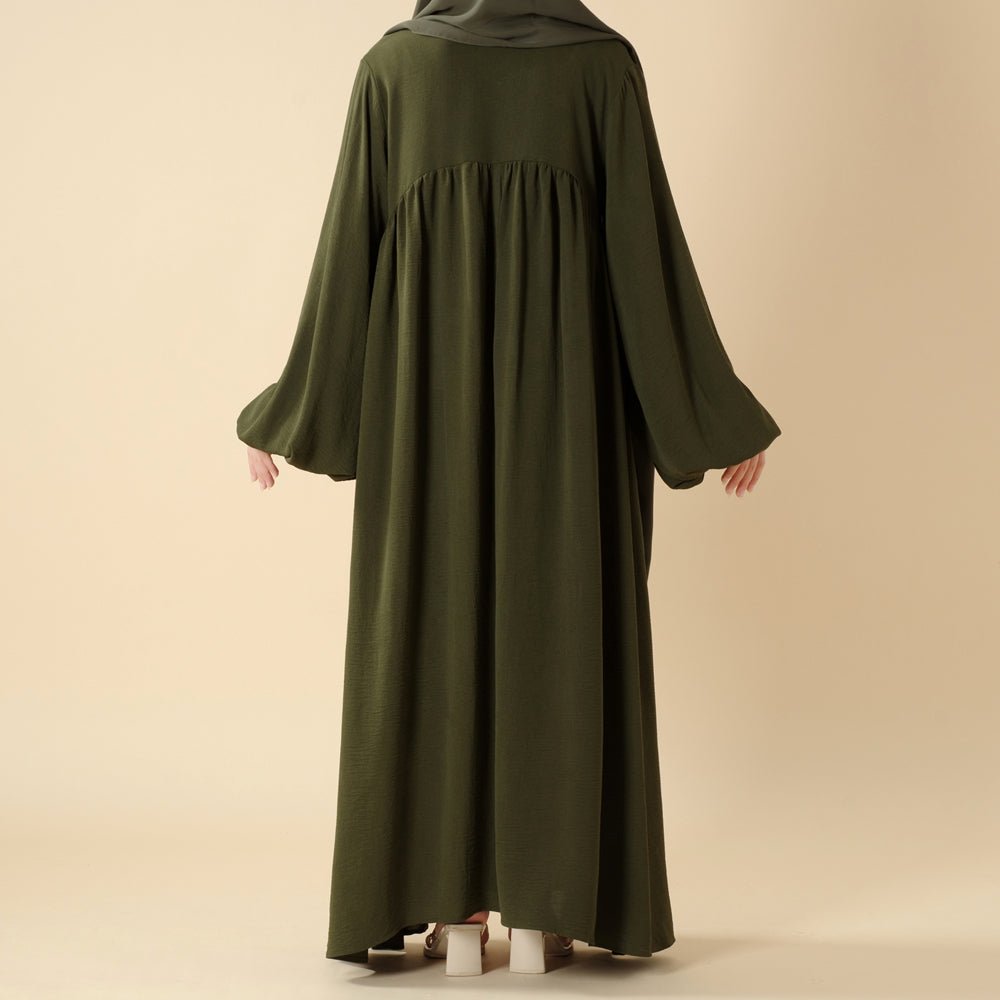 Relaxed Fit Lantern Sleeves Crepe Abaya (MA190)