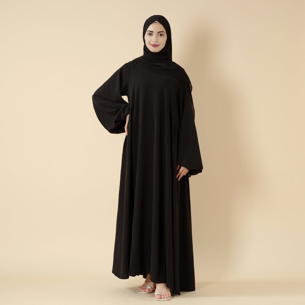 Relaxed Fit Lantern Sleeves Crepe Abaya (MA190)