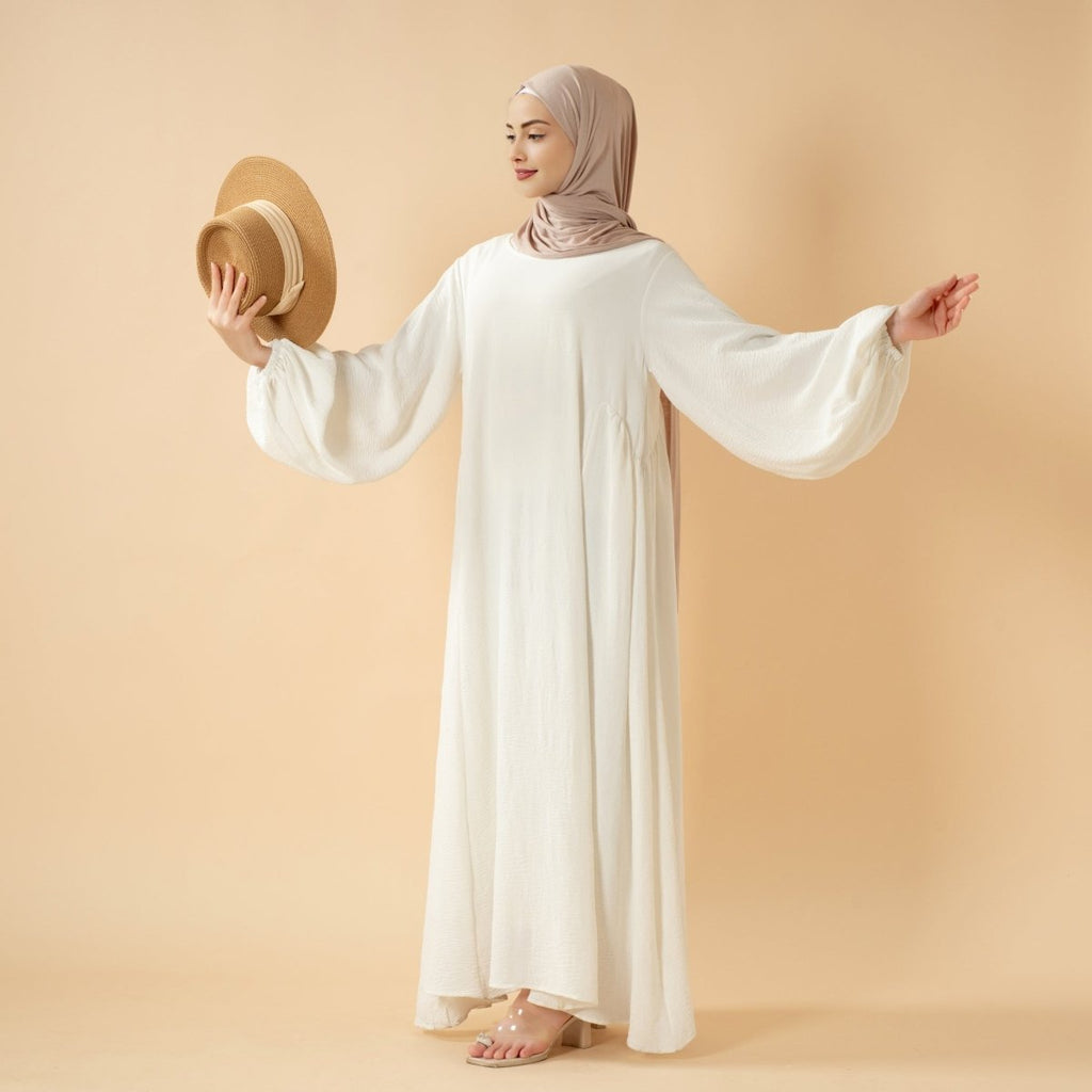 Relaxed Fit Lantern Sleeves Crepe Abaya (MA190)