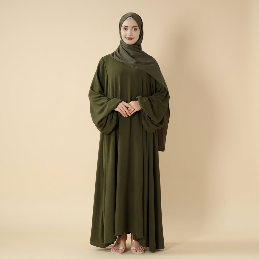 Relaxed Fit Lantern Sleeves Crepe Abaya (MA190)