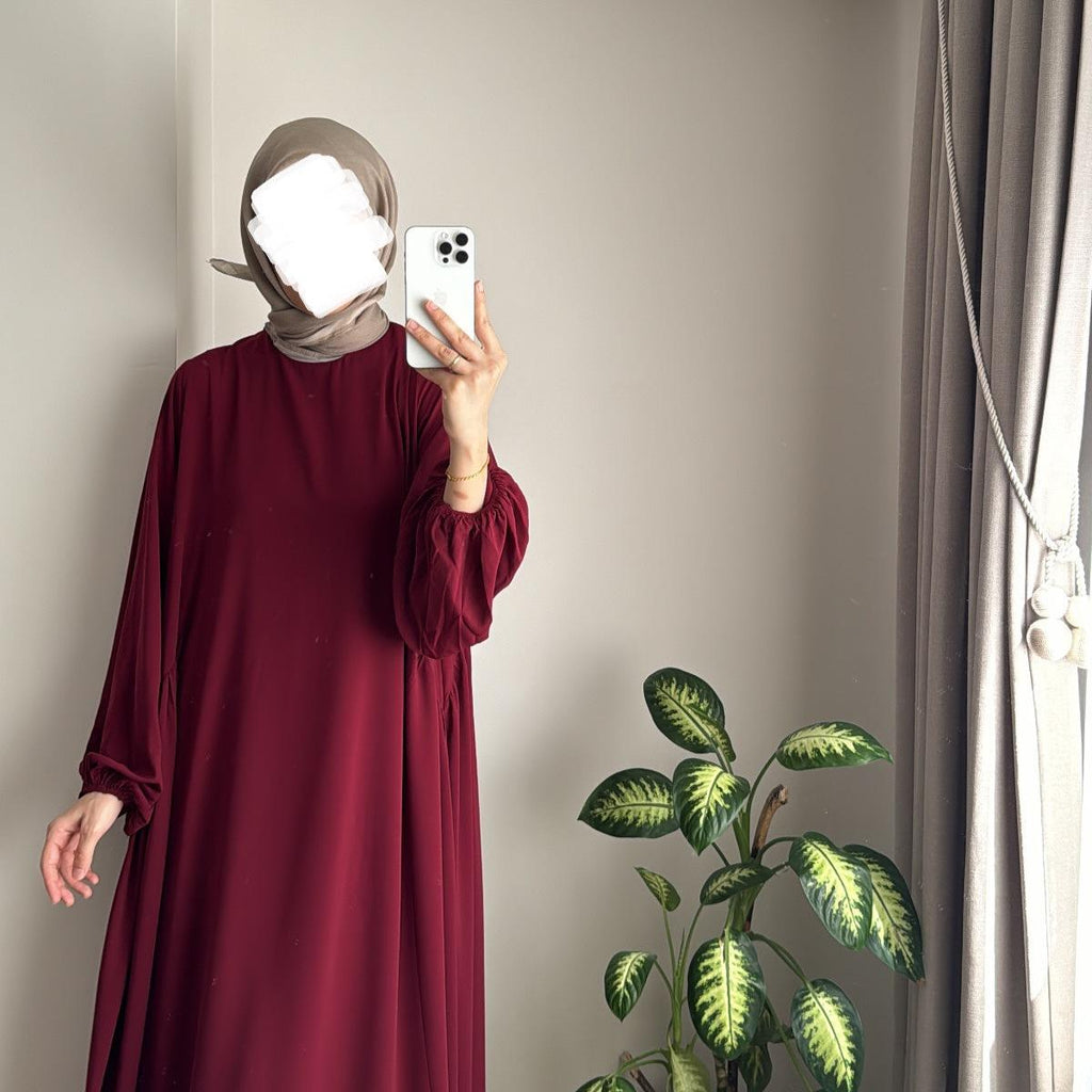 Relaxed Fit Lantern Sleeves Crepe Abaya (MA190)