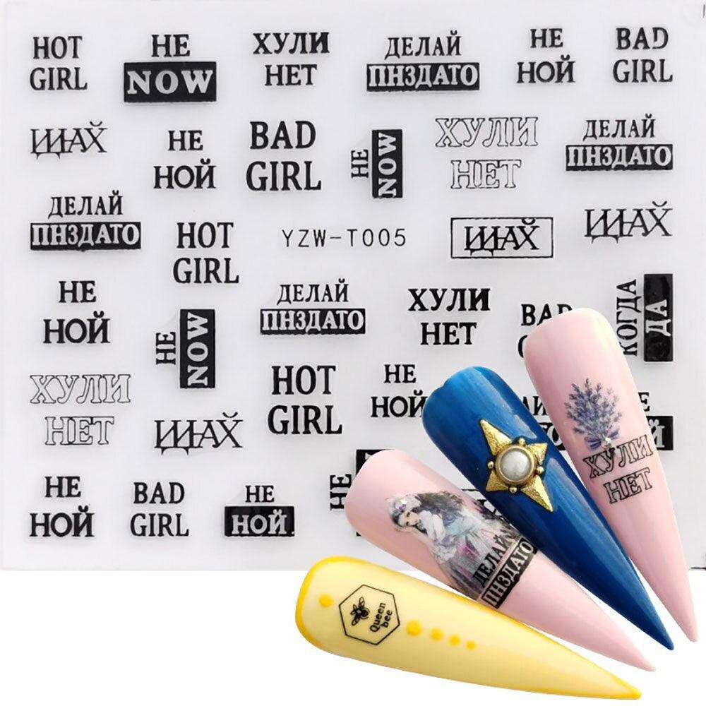 Nail Stickers for Manicure Nail Sticker Sliders For Nails Decal Self-adhesive Nails Figures Transfer Black Accessories Sliders Manicure Decoration 3D Nail Supplies Holographic Decals Transfer Sliders Nail Design Manicures Nail Self-Adhesive Sticker