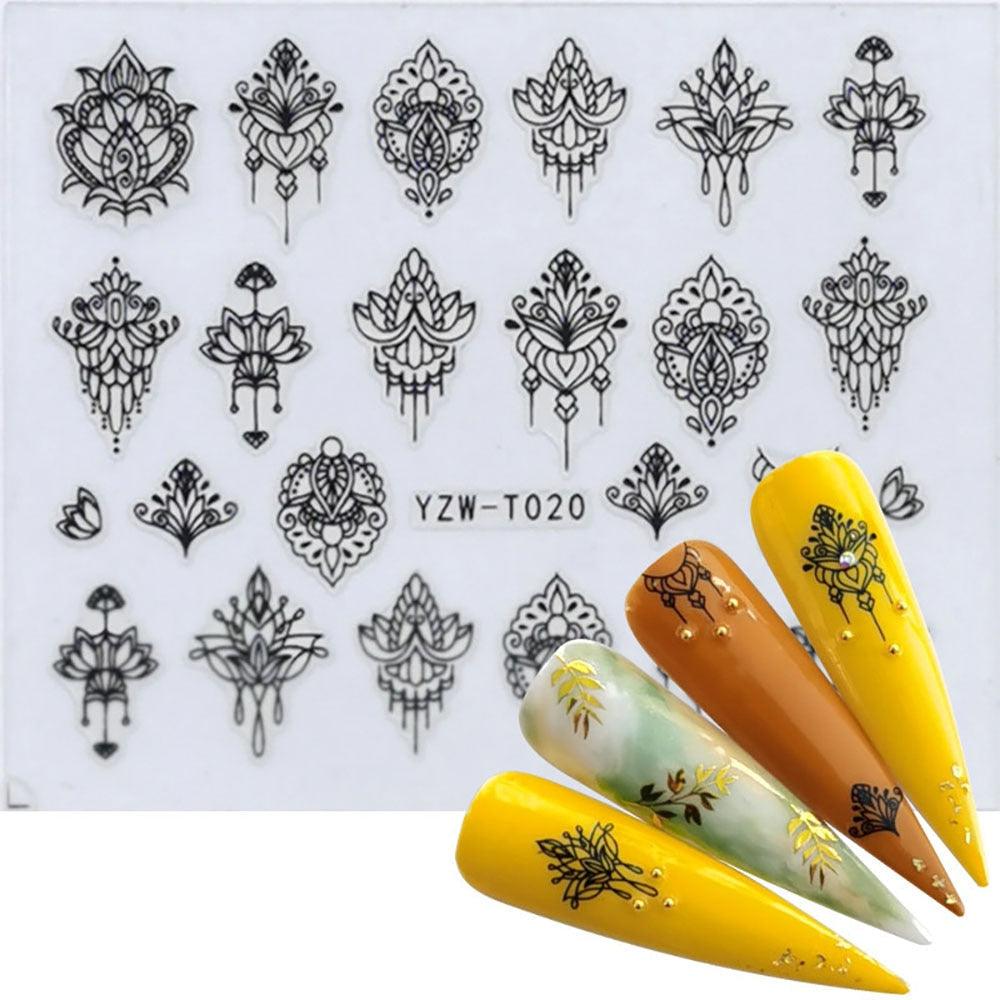 Nail Stickers for Manicure Nail Sticker Sliders For Nails Decal Self-adhesive Nails Figures Transfer Black Accessories Sliders Manicure Decoration 3D Nail Supplies Holographic Decals Transfer Sliders Nail Design Manicures Nail Self-Adhesive Sticker