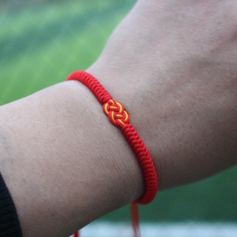 National Style Lucky Red String Bracelet Handmade Braided Knot Charm Bracelets For Women Men Red Bracelet Protection Red Cord Bracelet Adjustable Braided Knot Bracelet