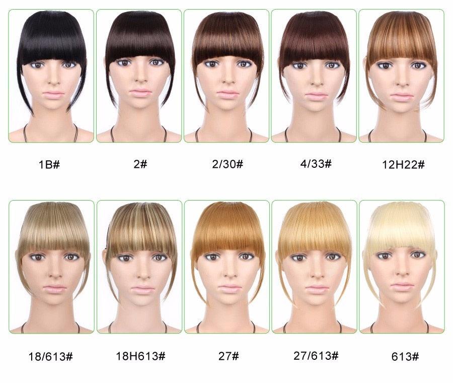Natural Straight Synthetic Blunt Bangs High Temperature Fiber Brown Women Clip-In Flat Neat Bangs With Temples For Women One Piece Hairpiece