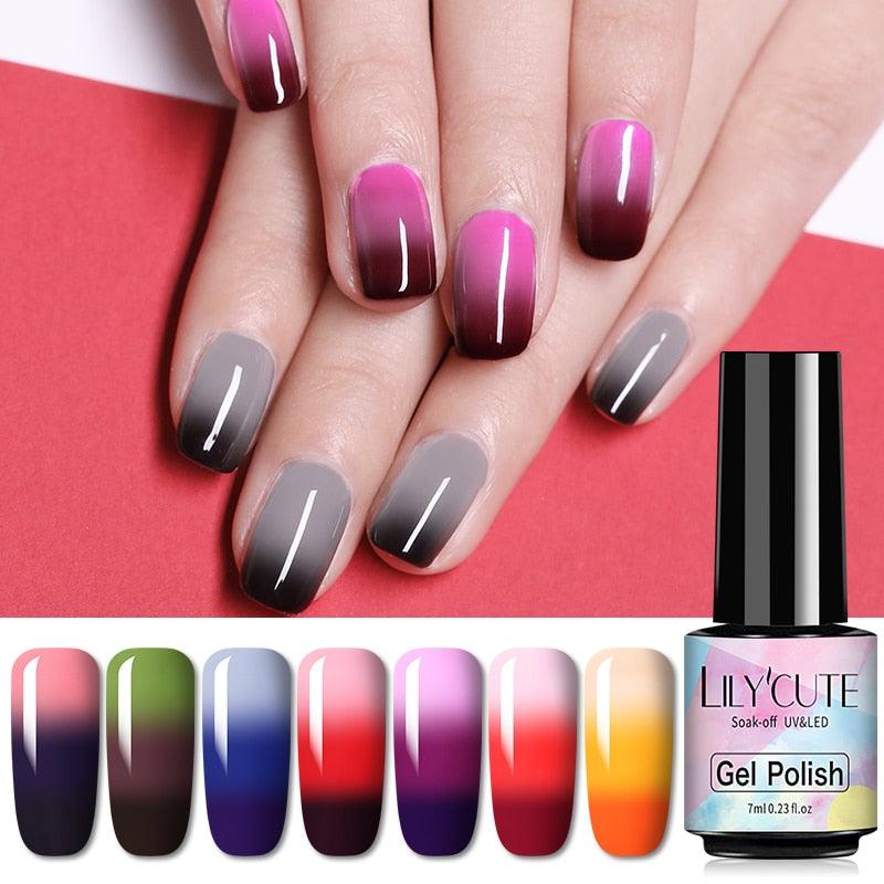 New 2022Fashion  Womens 3-layers Color Changing Gel Nail Polish Long Lasting UV Chameleon Popular Colorful Design For Womens and Girls