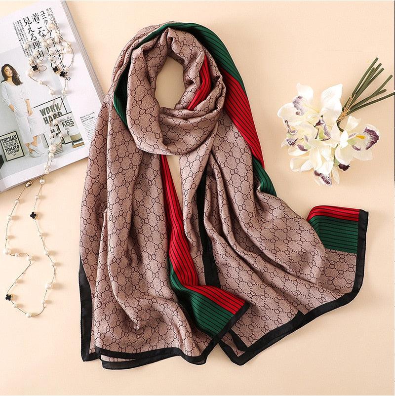 New Brand Designer Luxury  Winter Long Silk Scarf Shawls Wraps Print Cotton Scarf Stylish Head Wraps Scarves Hijabs Neck Scarves Lady Hijab For Female