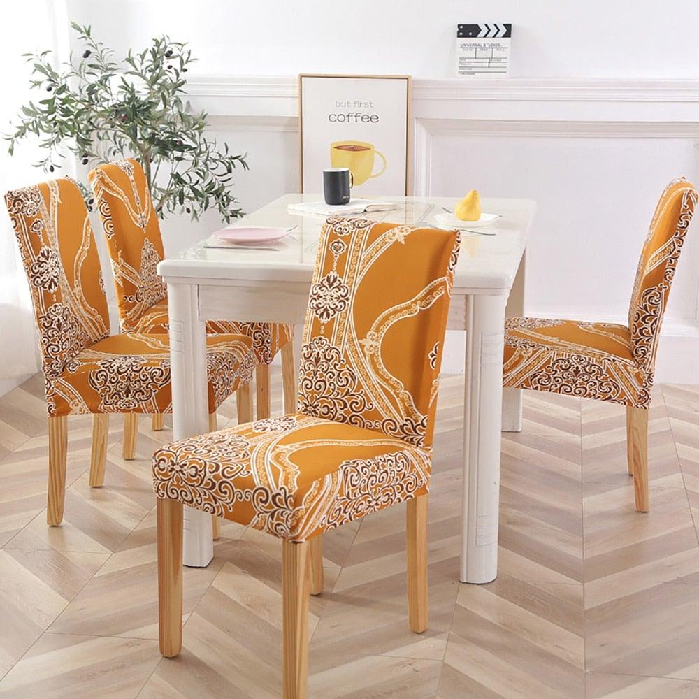 New Chair Covers Spandex Stretch Chair Covers Dining Slipcover Decorative Chair Cover floral For Kitchen Wedding Banquet Hotel Stretch Armless Chair Slipcover for Dining Room Seat Cushion, Spandex Kitchen Parson Chair Protector Cover, Removable & Washable