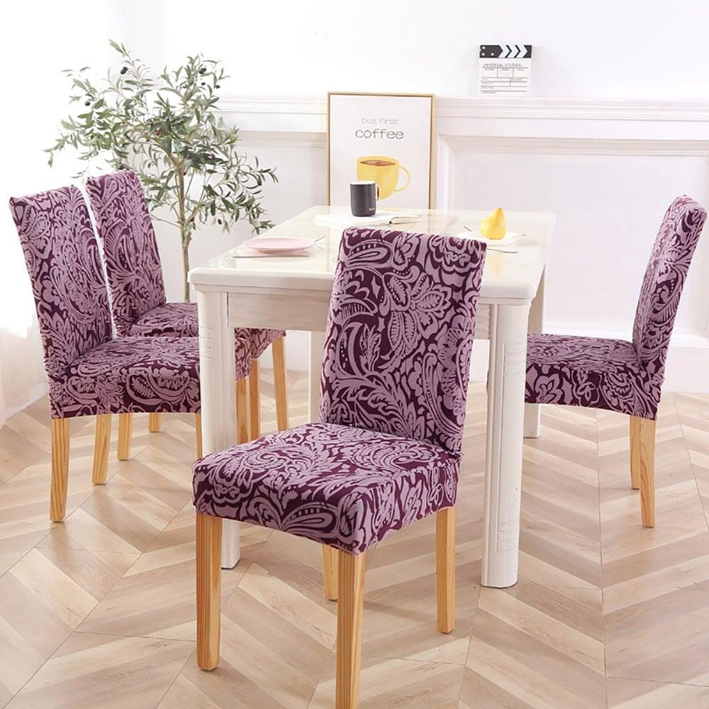 New Chair Covers Spandex Stretch Chair Covers Dining Slipcover Decorative Chair Cover floral For Kitchen Wedding Banquet Hotel Stretch Armless Chair Slipcover for Dining Room Seat Cushion, Spandex Kitchen Parson Chair Protector Cover, Removable & Washable