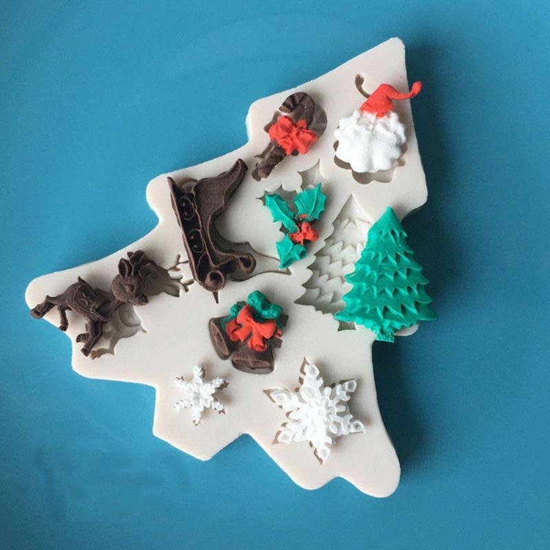 New Christmas Silicone Mold Decoration Tools Santa Christmas Tree Cake Decoration Tool Chocolate Candy Cookies Mold Christmas Silicone Molds Christmas Theme Silicone Baking Molds