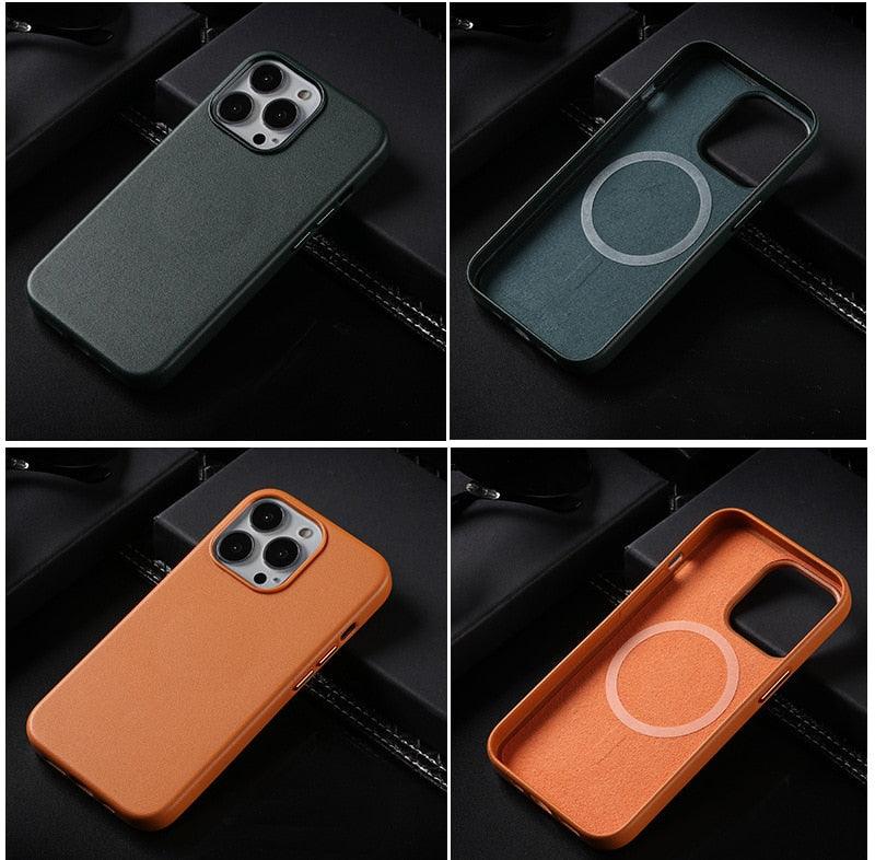 New Colorful Leather For iPhone 14 13 Pro Max Mini Magnet Case Cover Wireless Charging Drop Protect Covers Shockproof Slim Back Cover Leather Case For iPhone Slim and Aesthetic iPhone 14 case